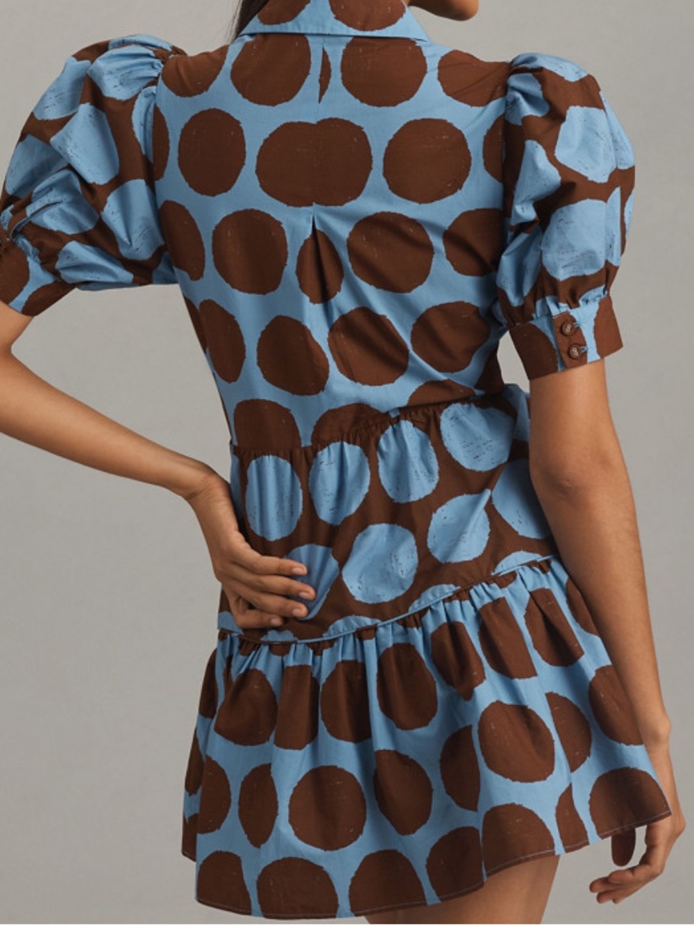 FARM Rio Blue and Brown Polka-Dot Tie-Front Mini Dress - Picture 2 of 4